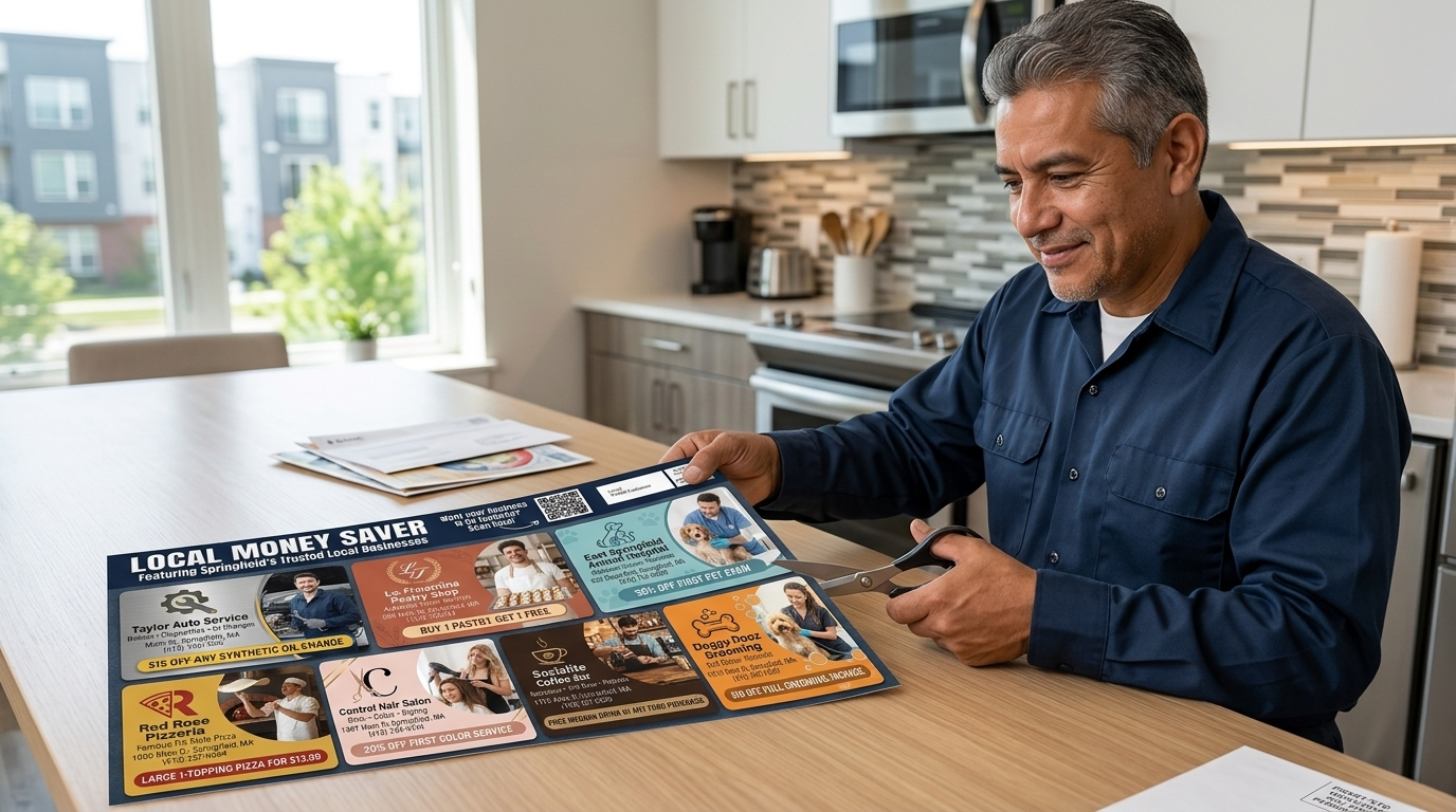 Coupon flyer being used at home